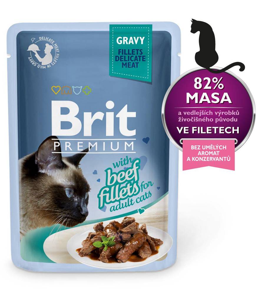 Brit BRIT cat  kapsa  FILLETS šťáva 85g - Hovězí
