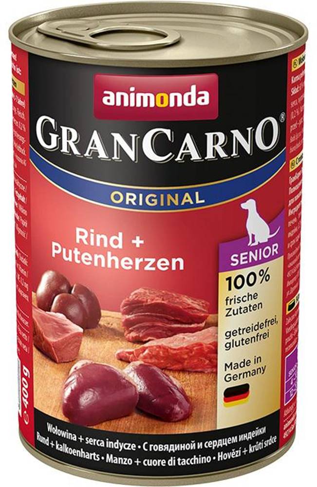 Animonda Animonda dog konzerva Gran Carno Senior hovädzie / morčacie srdcia - 400g