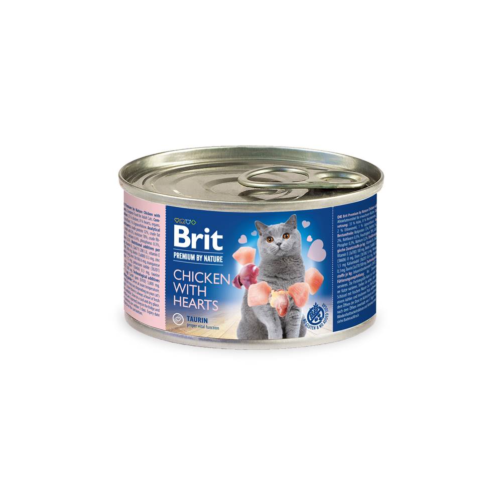 Brit BRIT cat  premium  konz. CHICKEN/hearts - 200g