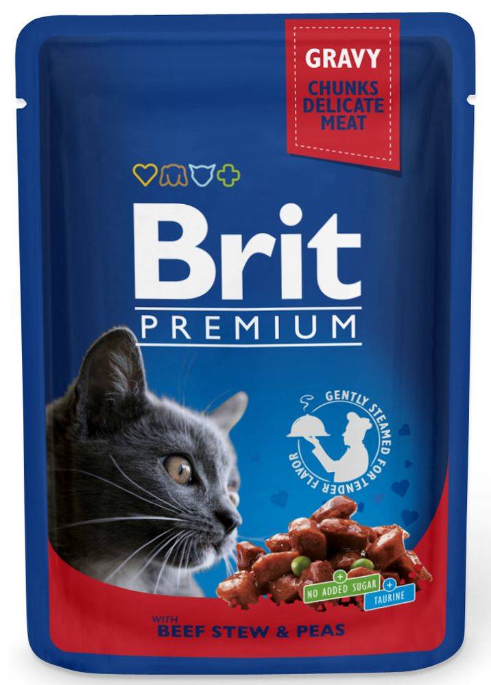 Brit BRIT cat   vrecko   ADULT 100g - BEEF stew/peans