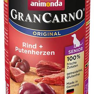 Animonda dog konzerva Gran Carno Senior hovädzie / morčacie srdcia - 400g