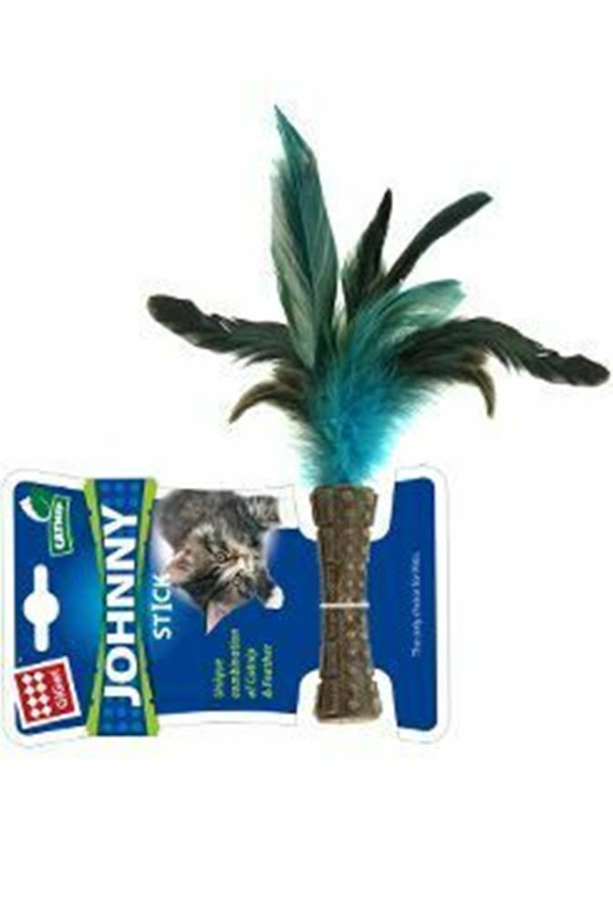GiGwi Hračka mačka GiGwi Johnny Stick Catnip s modrými peria