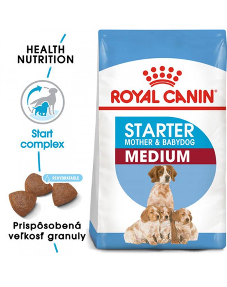 fera ROYAL CANIN Medium starter mother & babydog 4 kg granule pre brezivé alebo dojčiace suky a šteniatka.