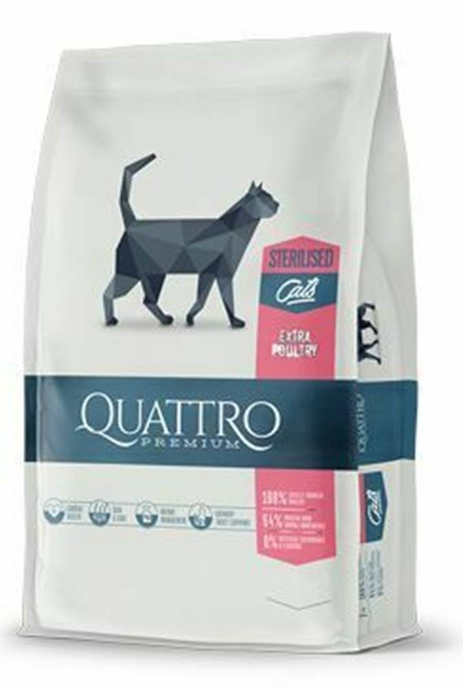 Ostatní QUATTRO Cat Dry Premium pre všetky plemená Sterilné. Hydina 400g