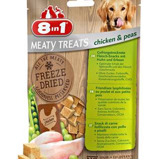 8IN1 Meaty Treats Mäso sušené mrazom kura a hrášok 2 x 50 g + TAŠKA NA MAŠKRTY