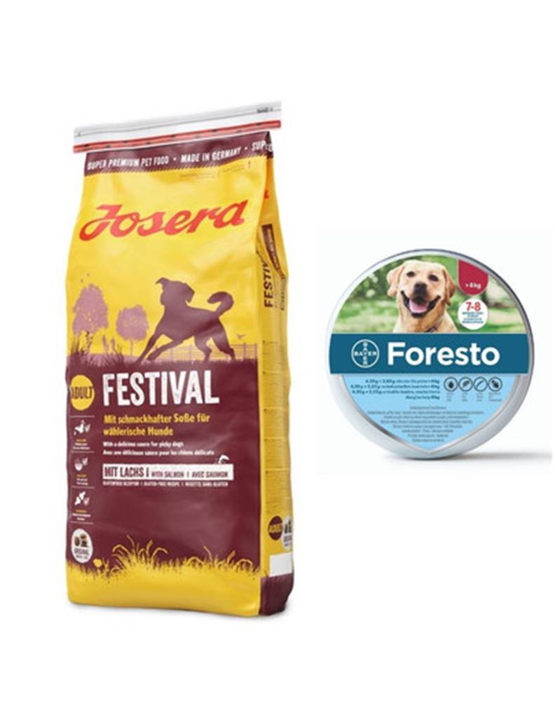 fera JOSERA Dog Festival Granule pre vyberavých psov 15 kg + BAYER FORESTO Obojok pre mačky a psy proti kliešťom a blchám nad 8 kg