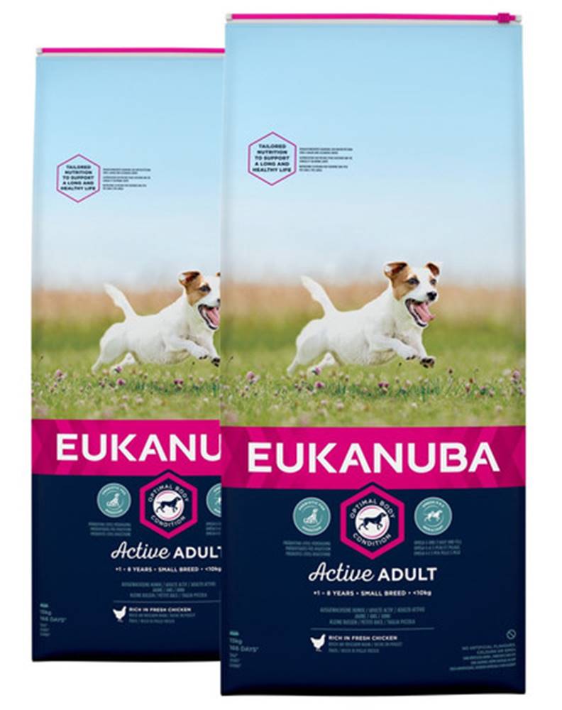 fera EUKANUBA Active Adult Small Granule pre psov bohaté na čerstvé kura 30 kg (2 x 15 kg)