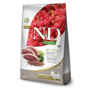 N&D Quinoa Dog Neutere Adult Mini Granule pre kastrované psy kačica, brokolica a špargľa 2,5 kg