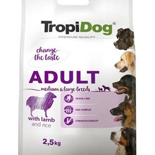 TROPIDOG Premium Adult M&L Granule pre psov stredných a veľkých plemien Jahňacie mäso a ryža 2,5 kg