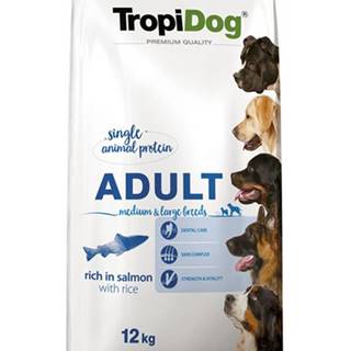 TROPIDOG Premium Adult M&L Granule pre psov stredných a veľkých plemien Losos a ryža 12 kg