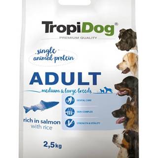 TROPIDOG Premium Adult M&L Granule pre psov stredných a veľkých plemien Losos a ryža 2,5 kg