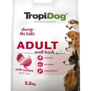 TROPIDOG Premium Adult S Granule pre psov malých plemien Morčacie mäso a ryža 2,5 kg