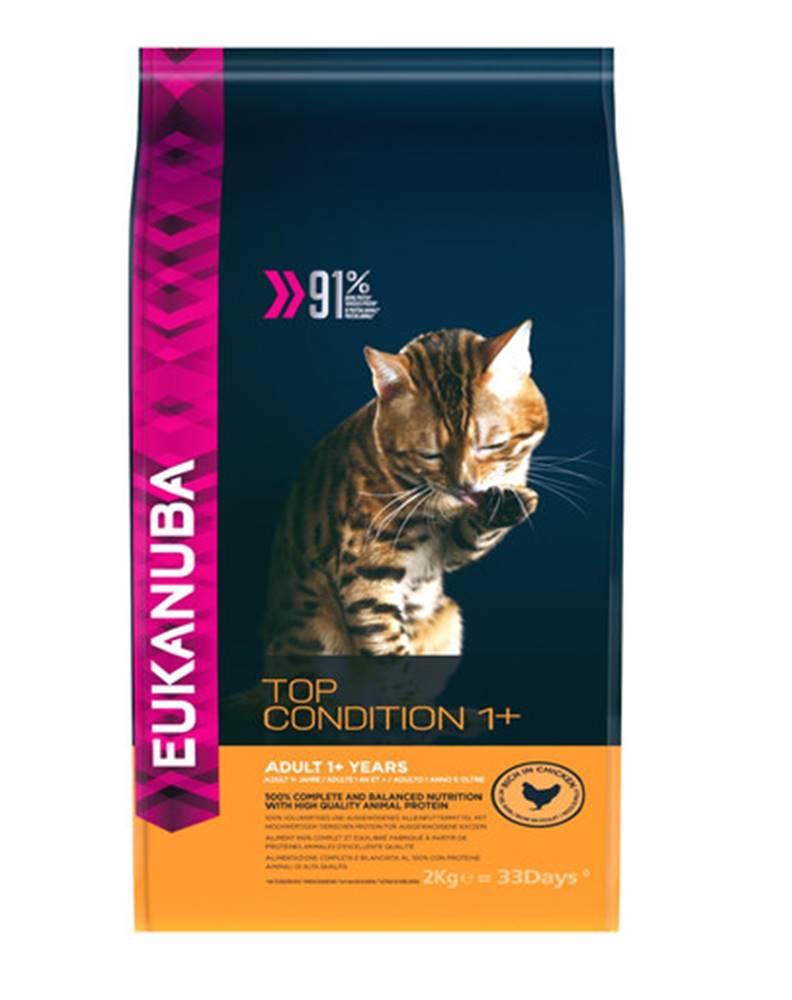 fera EUKANUBA Cat Adult All Breeds Top Condition Granule pre mačky Kuracie mäso & Pečeň 2 kg