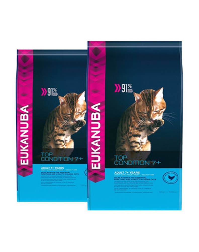 fera EUKANUBA Cat Senior All Breeds Top Condition Granule pre staršie mačky s Kuracím mäsom a pečeňou 20 kg (2 x 10 kg)