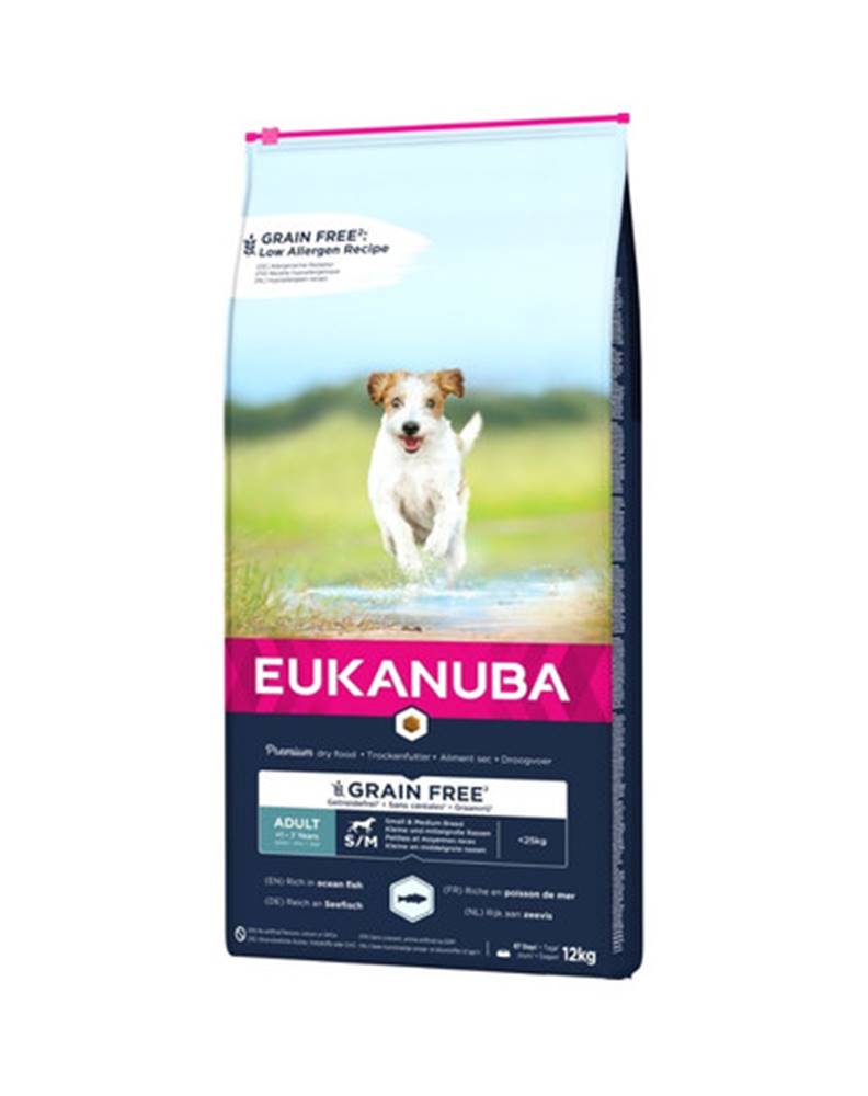 fera EUKANUBA Grain Free Small & Medium Granule pre dospelých psov malých a stredných plemien 12 kg