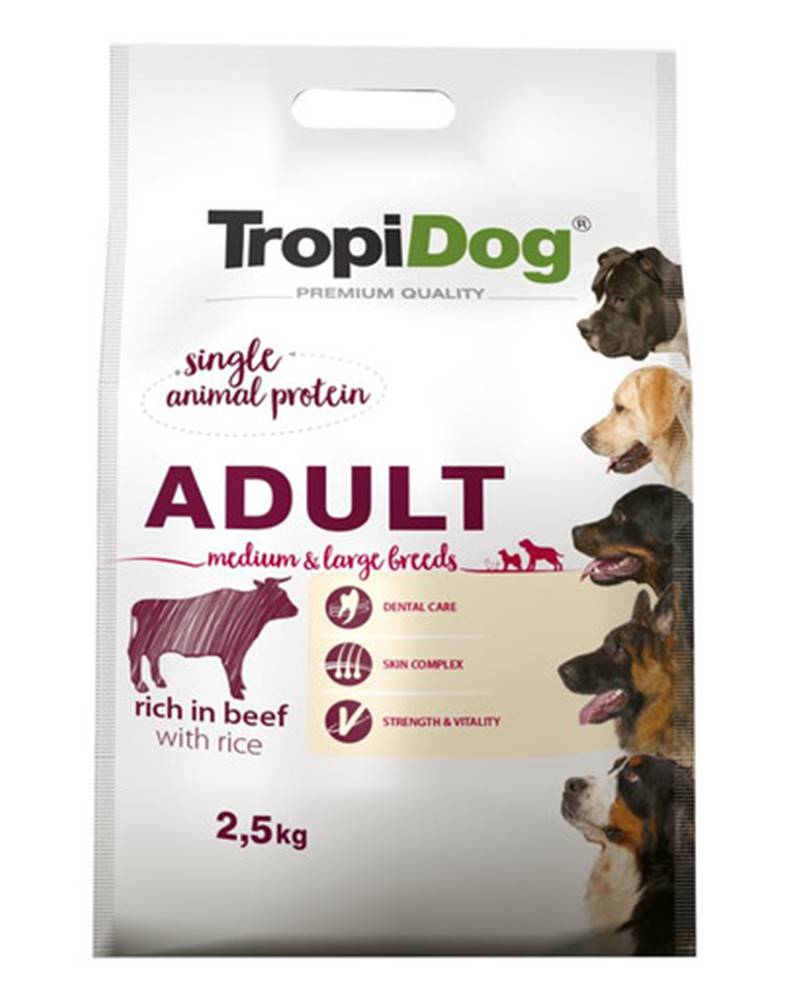 fera TROPIDOG Premium Adult M&L Granule pre psov stredných a veľkých plemien Hovädzie mäso a ryža 2,5 kg