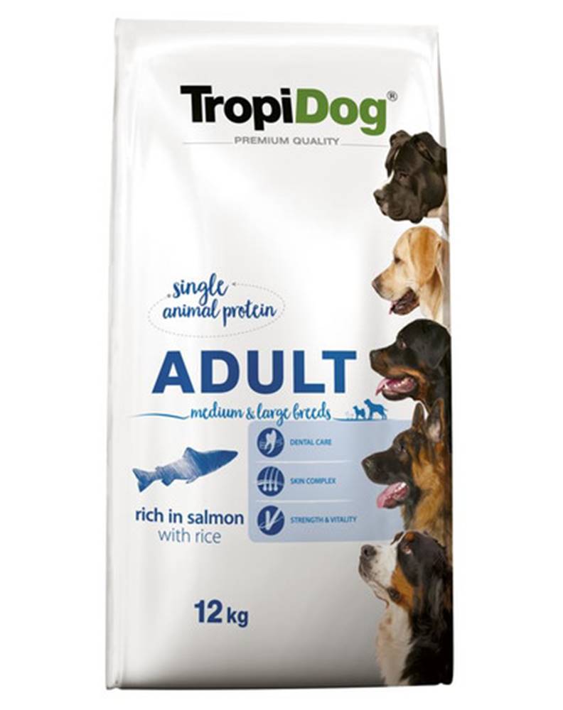 fera TROPIDOG Premium Adult M&L Granule pre psov stredných a veľkých plemien Losos a ryža 12 kg