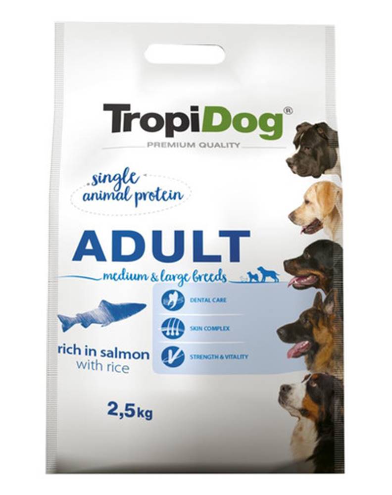 fera TROPIDOG Premium Adult M&L Granule pre psov stredných a veľkých plemien Losos a ryža 2,5 kg