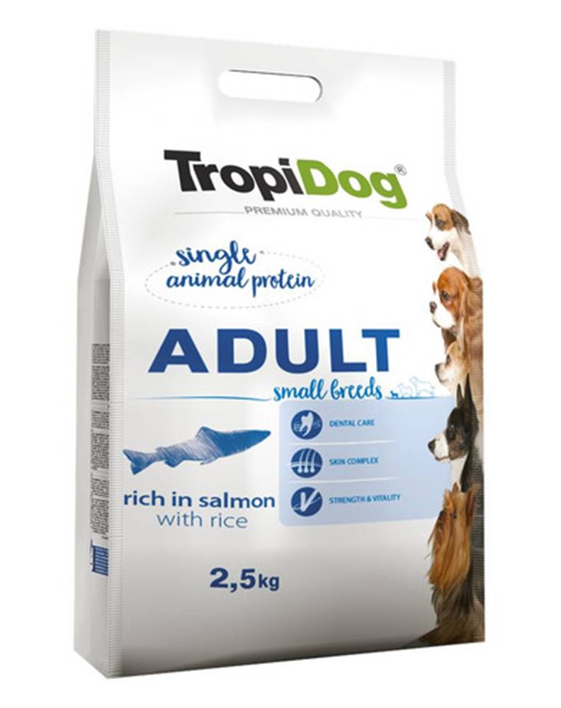 fera TROPIDOG Premium Adult S Granule pre psov malých plemien Losos a ryža 2,5 kg