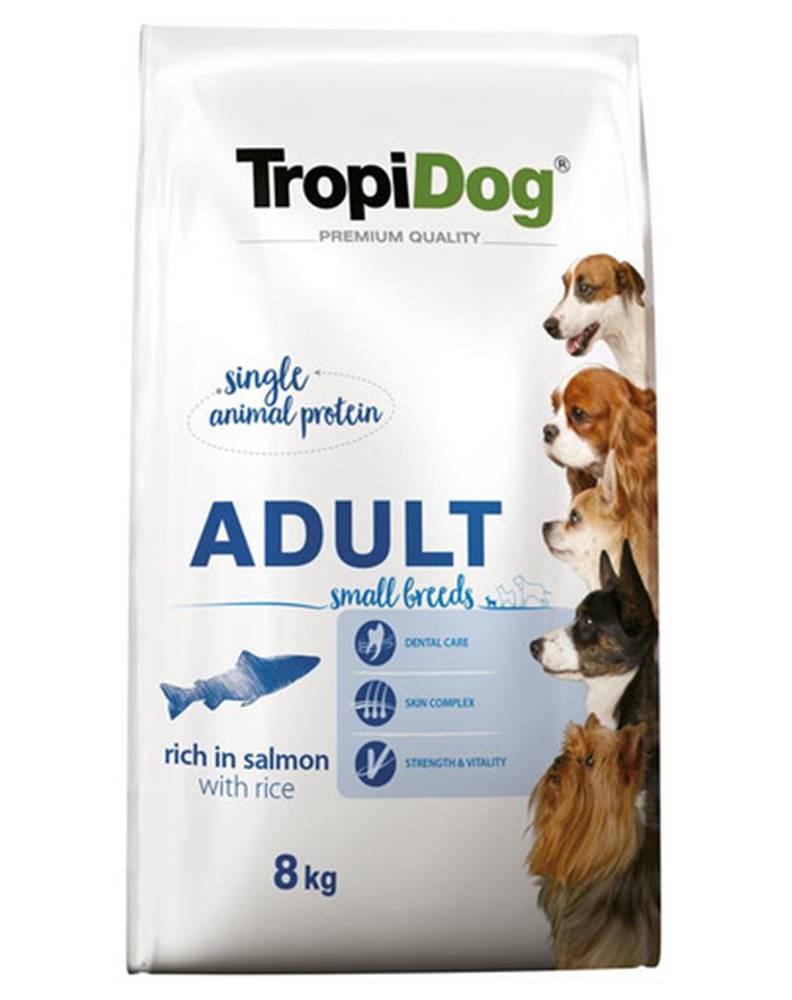 fera TROPIDOG Premium Adult S Granule pre psov malých plemien Losos a ryža 8 kg