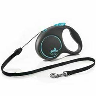 Vodítko FLEXI Black Design S lanko 5m/12kg modrá NEW