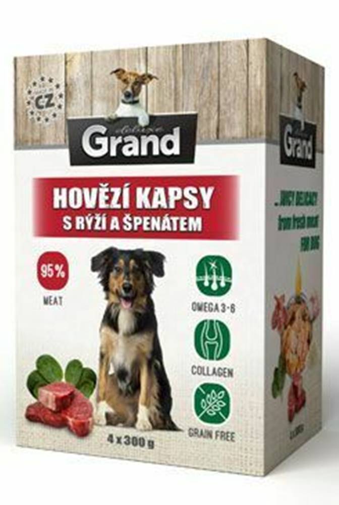 Grand GRAND kaps. deluxe pes hovädzie s ryžou a špenát. 4x300g