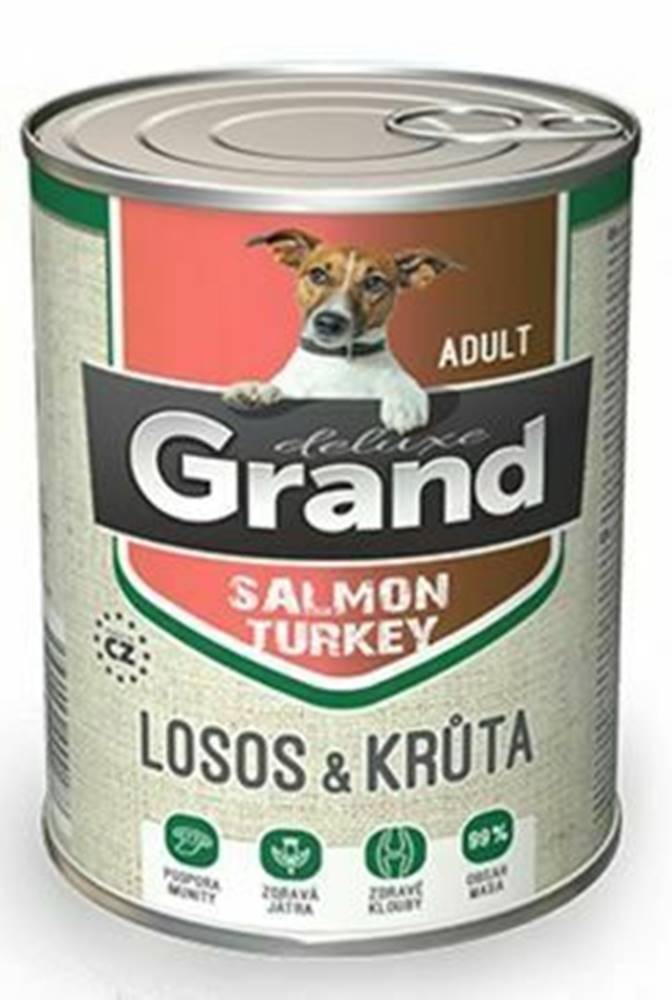 Grand GRAND konz. pes deluxe 100% losos a morka adult 400g
