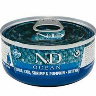 N&D CAT OCEAN Kitten Tuniak a treska a krevety a tekvica 70g