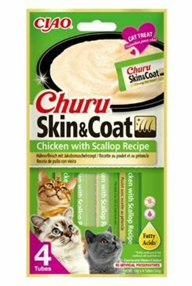 Churu Churu Cat Skin&Coat Chicken with Scallop Recipe 4x14g