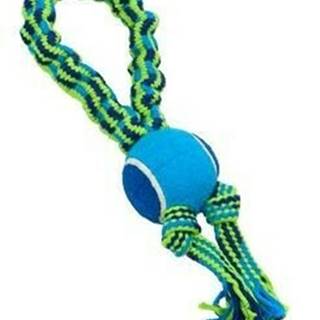 Hračka pre psov Bungee Loop s tenisovou loptičkou modrá/zelená 33cm